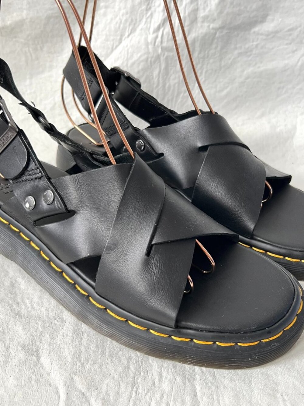Dr Martens sandals black leather ankle strap Zane Brando mens 9 womens 10 flat